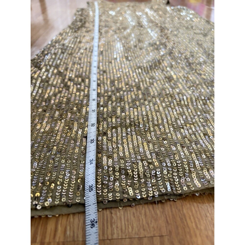 J Crew Collection Gold Sequin Sleeveless Silk Shift Dress Size 0 - Picture 7 of 8